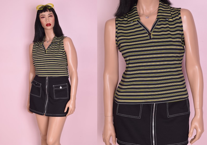 90s Striped Top Large 1990s Tank Sleeveless