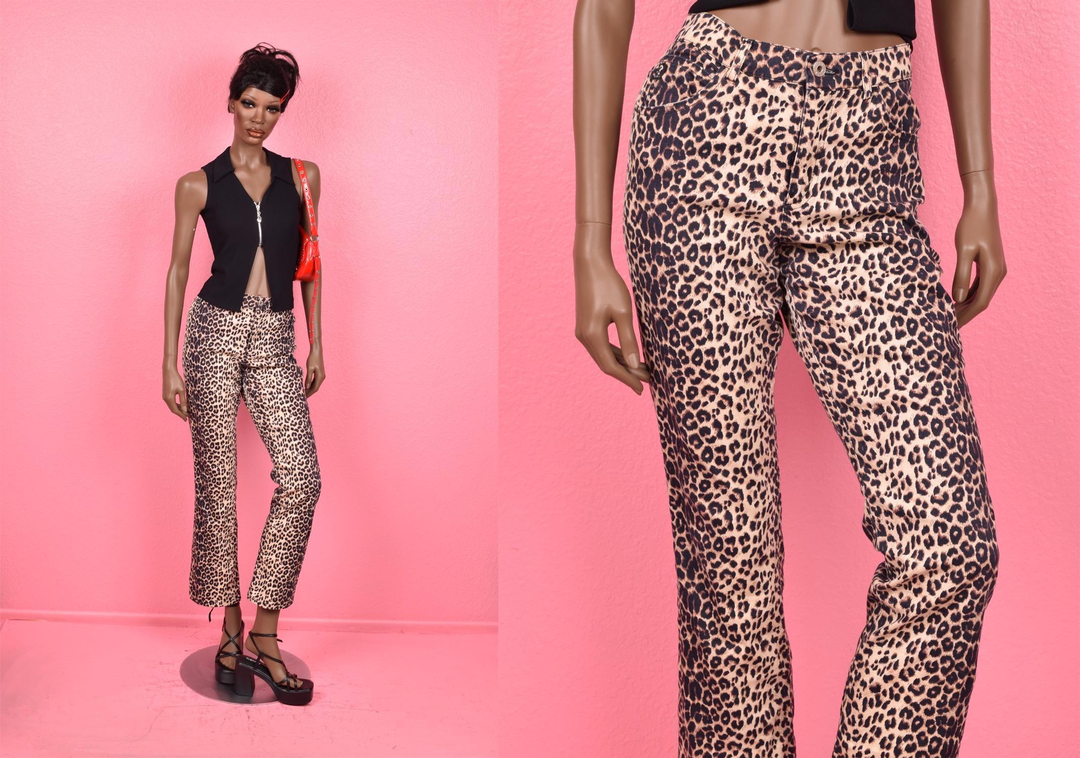 90s Cheetah Pants - Etsy