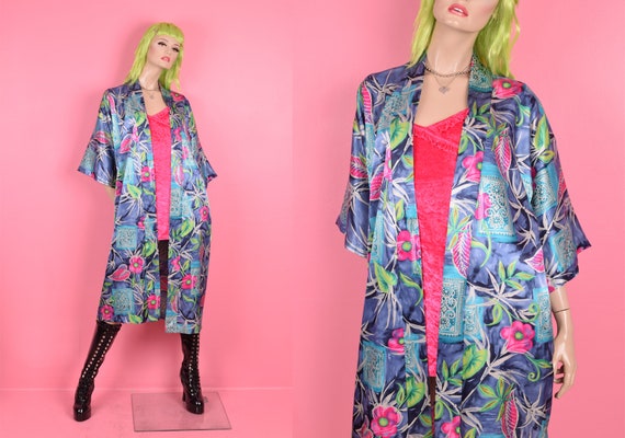 Vintage 90s Multi Pattern Robe/ Medium/ 1990s - image 1