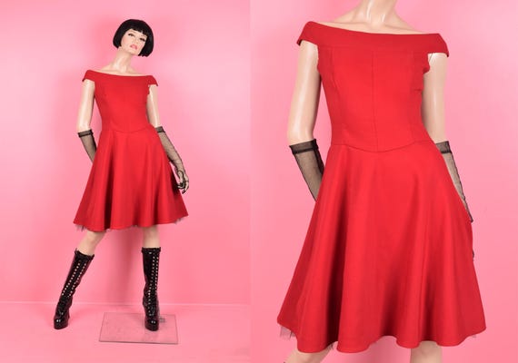 Vintage 90s Fit and Flare Dress/ US 7/ 1990s Vintage 90s Fit and Flare Dress/ US 7/ 1990s