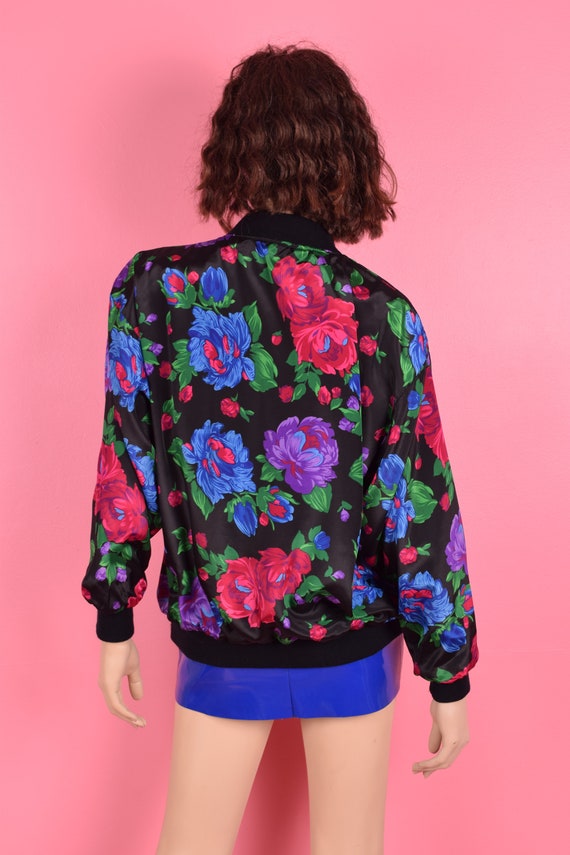 90s Floral Print Bomber Jacket/ One Size/ 1990s - image 2