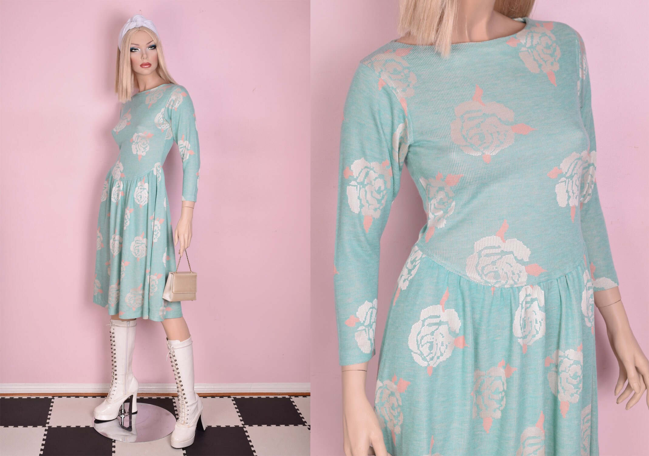 Vintage 80's tan dress 12 L Jennifer Moore