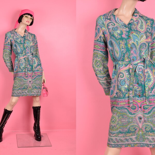 Regular Fit Short Sleeve Shirt - 60s Paisley Pastels