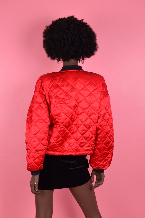 80s 90s Quilted Studded Bomber Jacket/ Large/ 198… - image 2