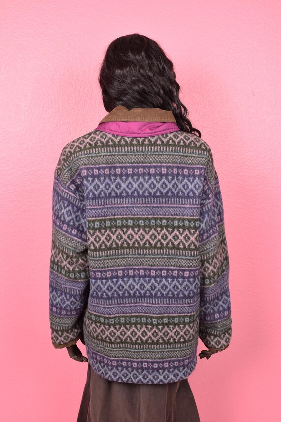 Vintage 90s Reversible Solid and Striped Jacket/ … - image 3