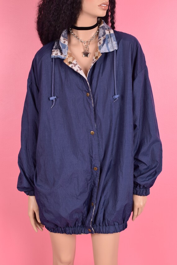 Vintage 80s Reversible Striped and Solid Jacket/ … - image 4