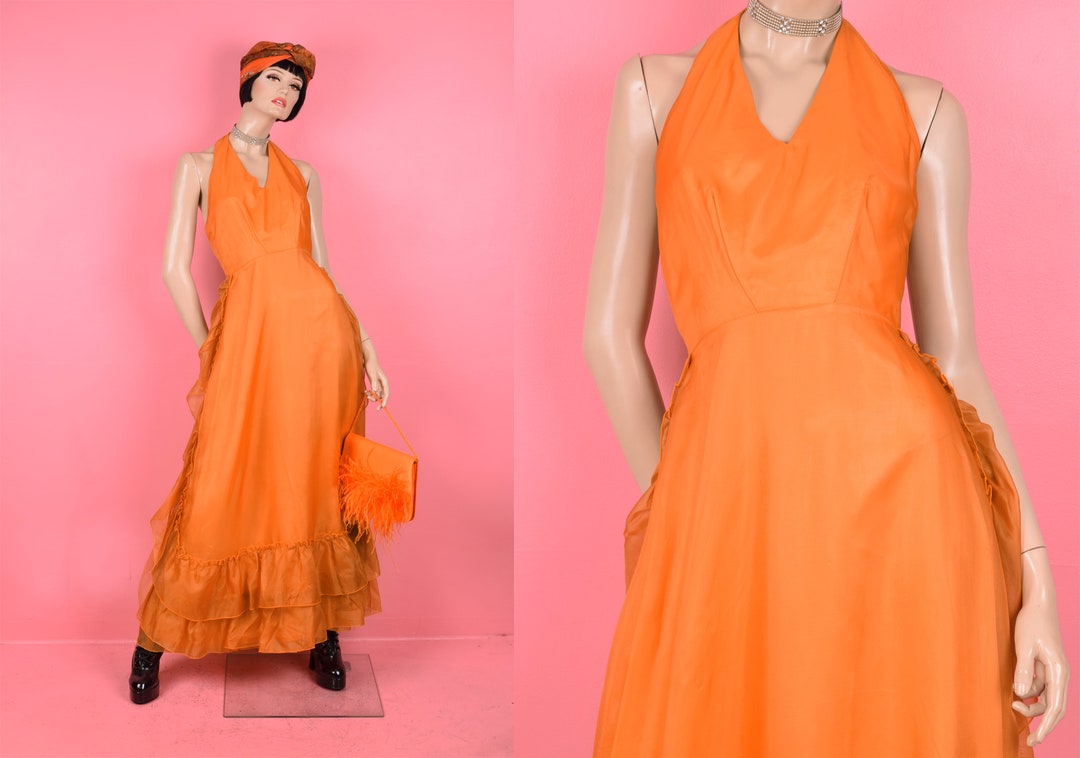 Vintage 70s Ruffle Trim Halter Dress/ Small/ 1970s - Etsy