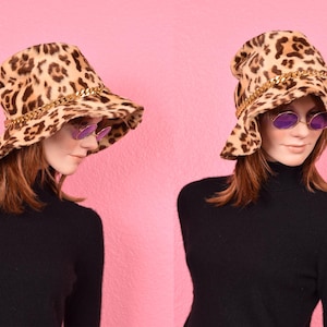 Vintage Adolpho II Cream Wool Tiger Stripe Velour Wide Brim Bucket Hat Adolfo Hat - Etsy main image 2