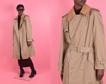 80s 90s Trench Coat/ Gender-Neutral Large/ 1980s/ 1990s/ Jacket