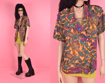 Top vintage con estampado floral de los años 80/Mediano/Años 80