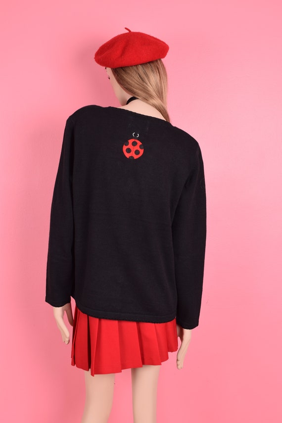 80s Deadstock Ladybug Cardigan Sweater/ Large/ 19… - image 2