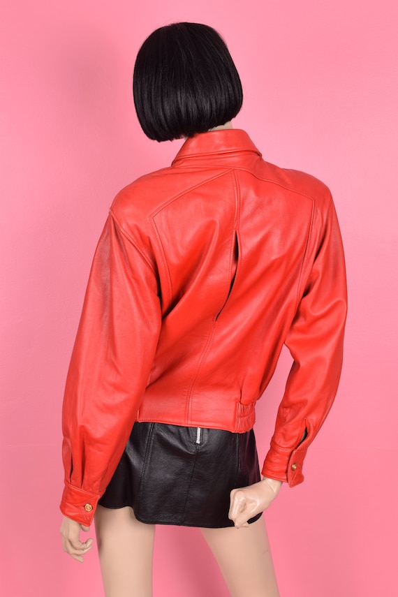 80s Red Leather Jacket/ Small/ 1980s - image 2