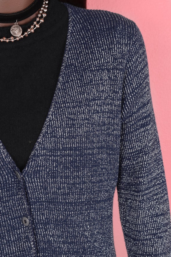 90s Lurex Knit Cardigan/ Medium/ 1990s - image 2