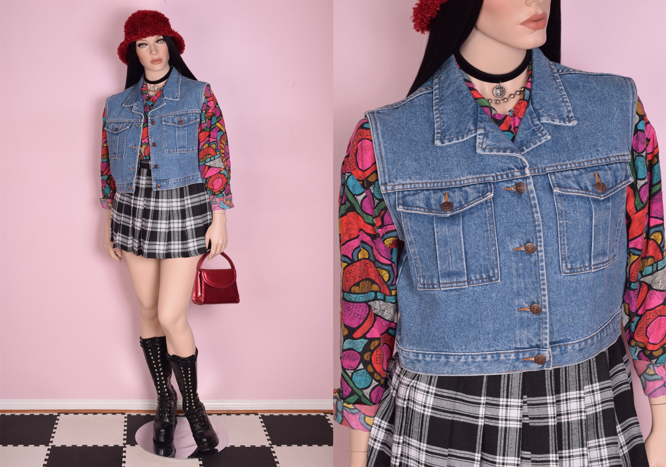 90s Cropped Denim Vest/ Large/ 1990s Etsy UK