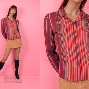 Vintage 00s Striped Shirt/ Medium/ 2000s/ Long Sleeve/ Button Down