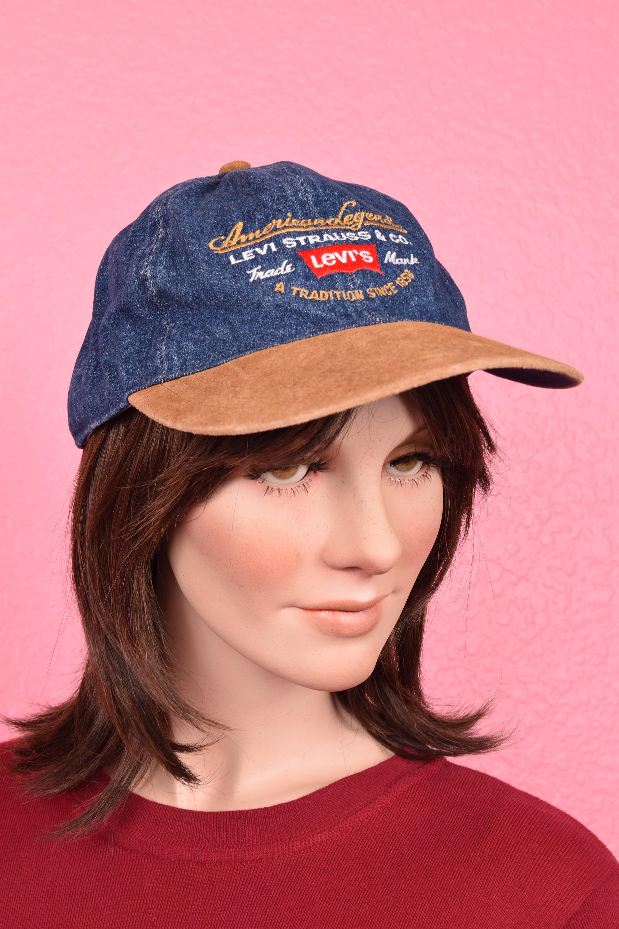 80s Levi Strauss - ヴィンテージ 刺繍 デニムキャップ Vintage 80s 90s Levi's Suede Trim Denim Cap/ One Size/ 1980s