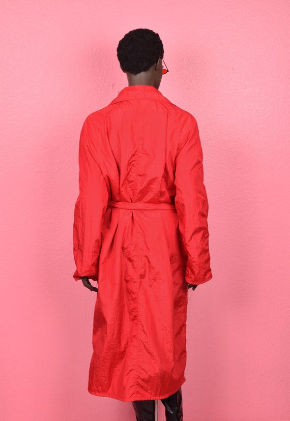 Vintage 80s 90s Red Nylon Trench Coat/ Small/ 1980s/ 1990s/ Jacket