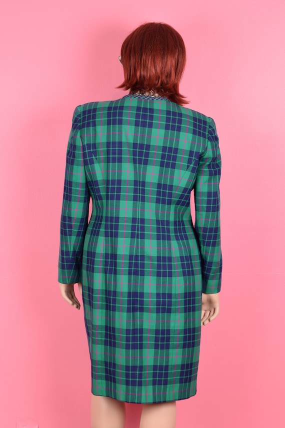 80s Plaid Button Down Dress/ US 14/ 1980s - image 2