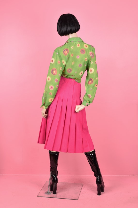 80s Pink Pleated Skirt/ US 4/ 1980s - image 2