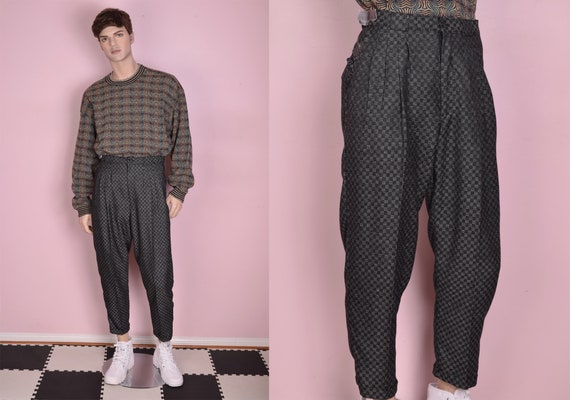 80s 90s Deadstock Checkered Trousers/ 31.5 Waist/