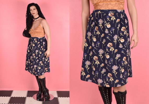 90s Floral Print Skirt/ Large/ 1990s - image 1