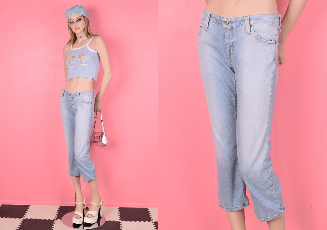 Vintage 90s Y2K Low Rise Stretch Denim Capris/ US 7 - Etsy