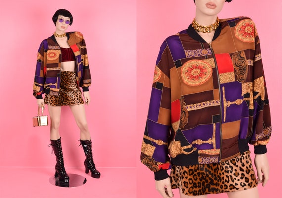 90s Multi Pattern Bomber Jacket/ XL-XXL/ 1990s - image 1