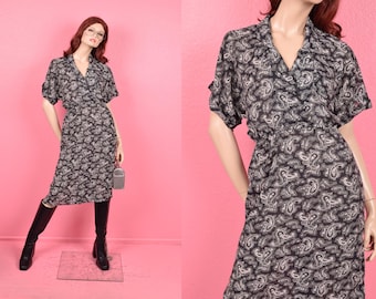 Vintage 70s 80s Paisley Print Dress/ US 5-6/ 1970s/ 1980s