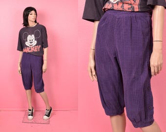 Pantalon boutonné sur le côté en velours côtelé motif quadrillage vintage des années 80/moyen/années 80