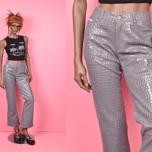Vintage 90s 00s Deadstock Glossy Reptile Print Pants/ US 5-6/ 1990s/ 2000s