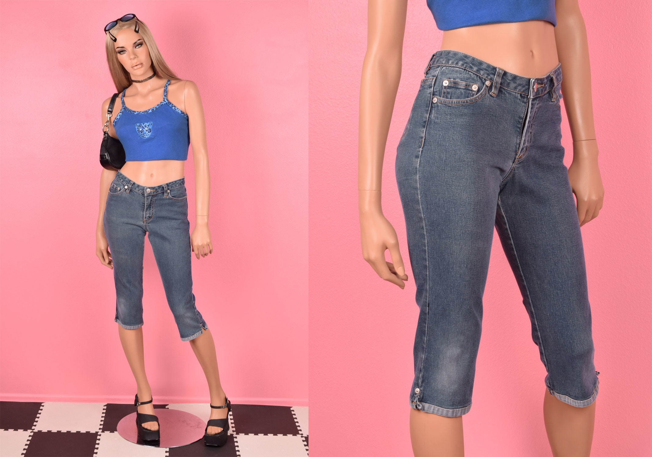 90s Y2K Stretch Denim Capri Pants/ US 5