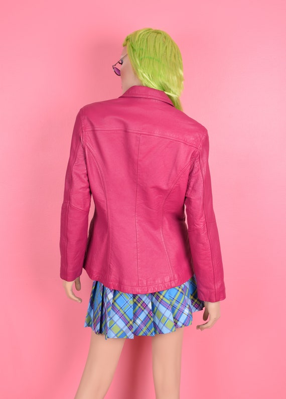 80s Pink Leather Jacket/ Medium/ 1980s - image 2