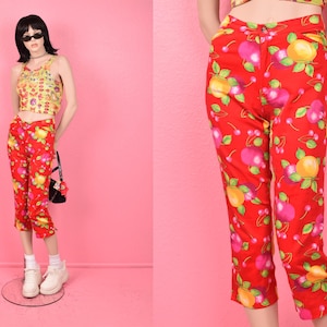 Vintage 90s 00s Fruit Print Pants/ Medium/ 1990s/ 2000s