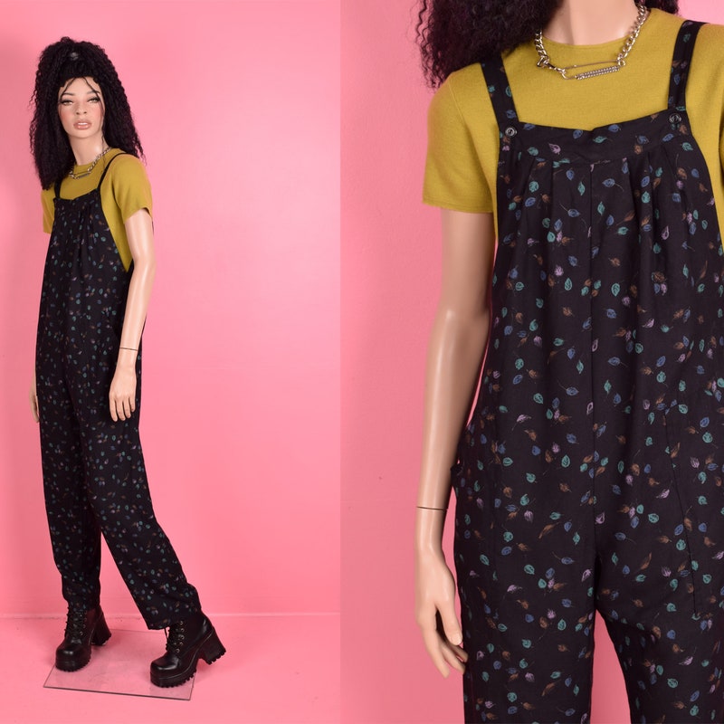 Sage floral overalls