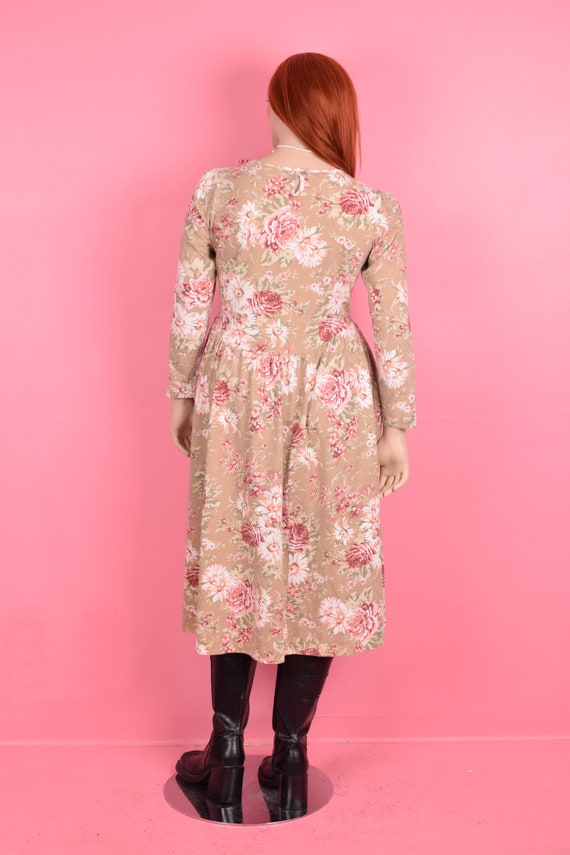 90s Floral Print Knit Dress/ Large/ 1990s/ Long S… - image 2