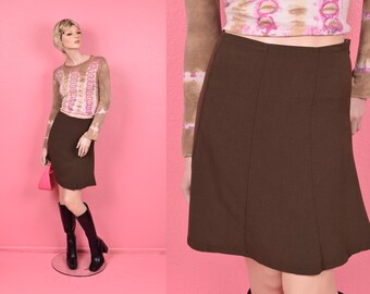 Vintage 00s Brown Multi Panel Trumpet Skirt/ Medium/ 2000s