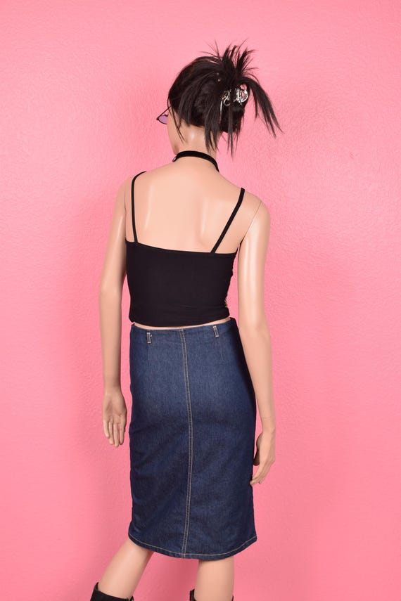 Vintage 90s Stretch Denim Skirt/ US 0/ 1990s Israel