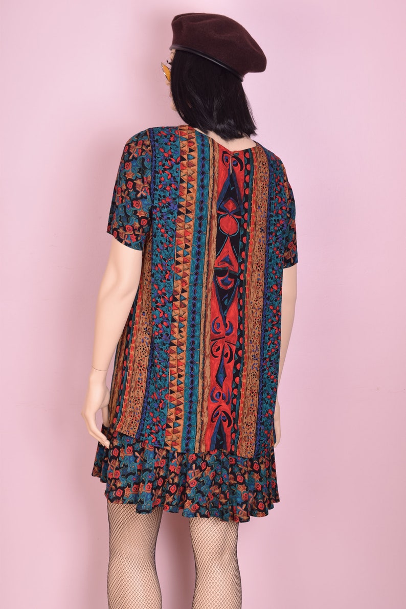 90s Tribal Print Dress US 12 1990s