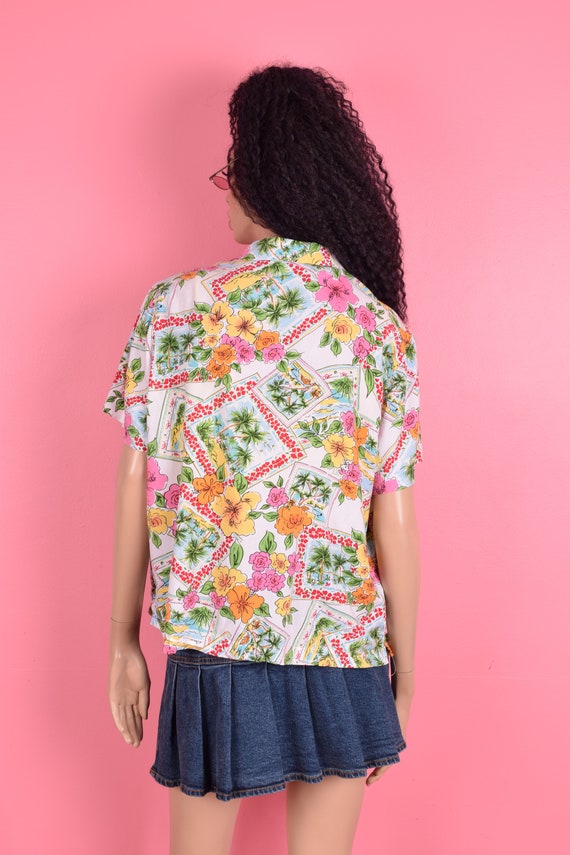 90s 00s Tropical Floral Print Shirt/ XL/ 1990s/ 2… - image 2