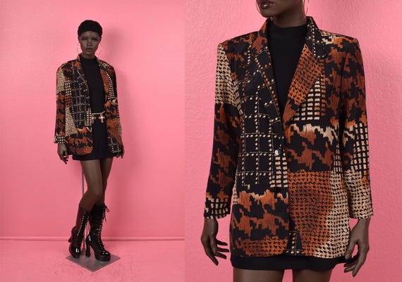 Vintage 90s Multi Pattern Lightweight Jacket/ Med… - image 1
