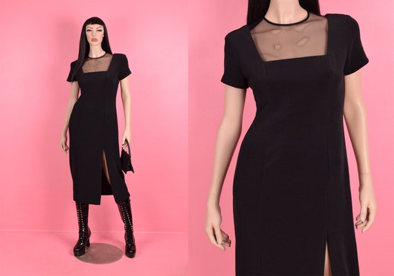 80s Black Knit Dress/ US 10/ 1980s - image 1