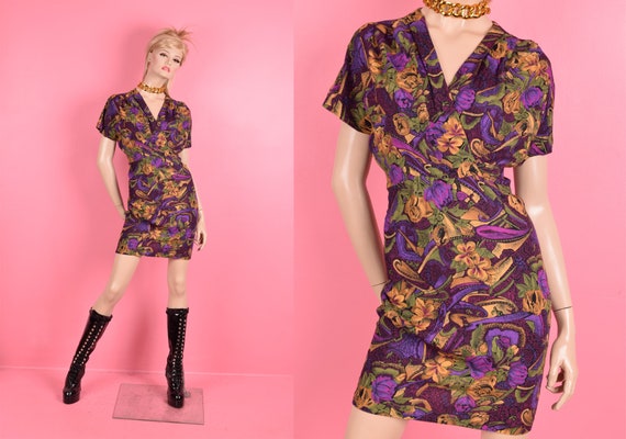 80s Floral Print Dress/ US 3-4/ 1980s - image 1