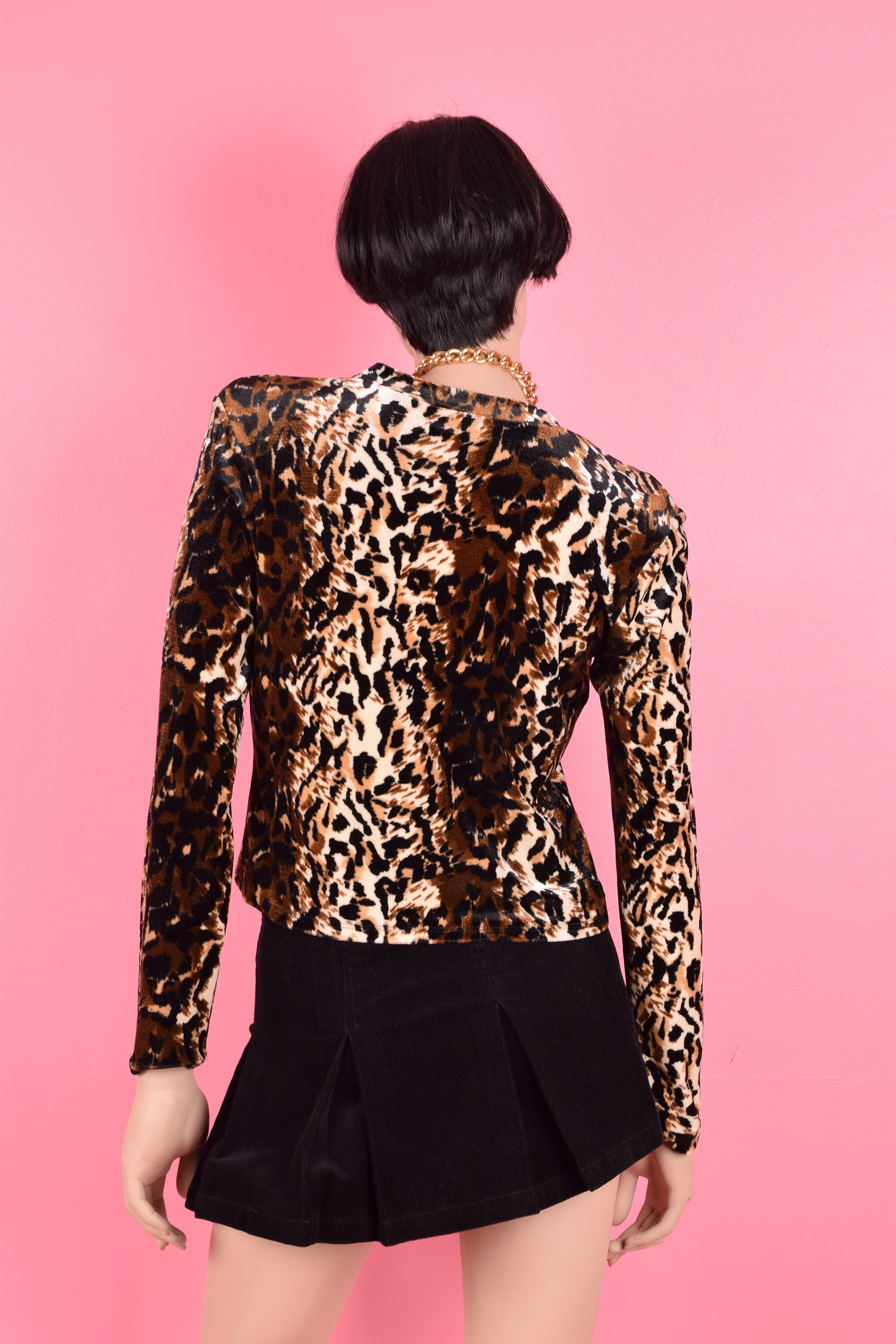 90s Animal Print Velvet Top/ Medium-large/ 1990s/ Long 90s Animal Print Velvet Top/ Medium-large/ 1990s/ Long