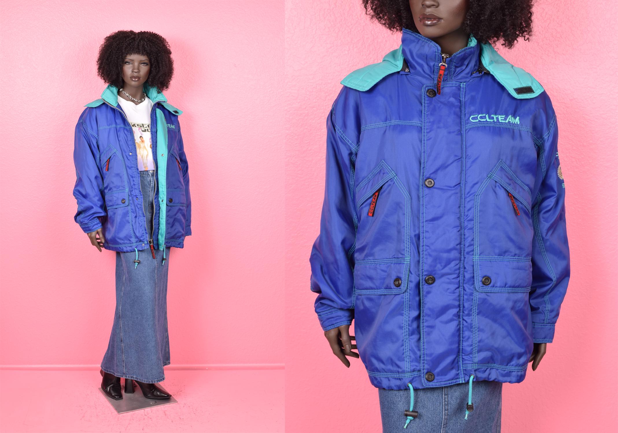 Giacca da sci con cappuccio vintage anni '90/XL unisex/anni '90