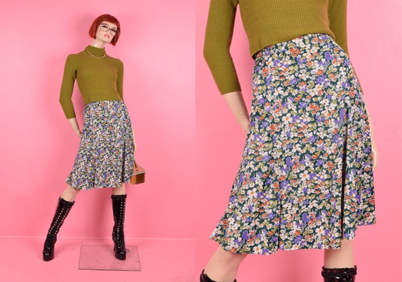 70s Floral Print Skirt Small 1970s Etsy Australia