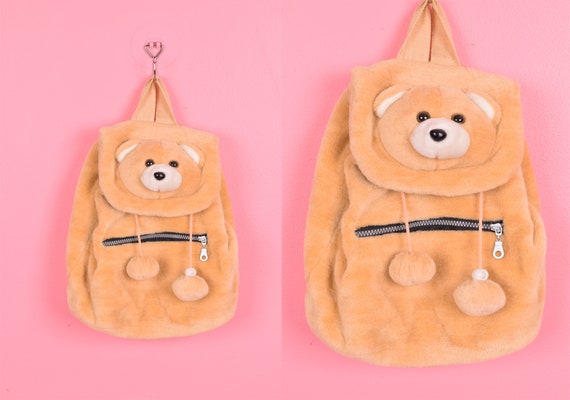 90s Teddy Bear Plush Backpack 1990s Etsy