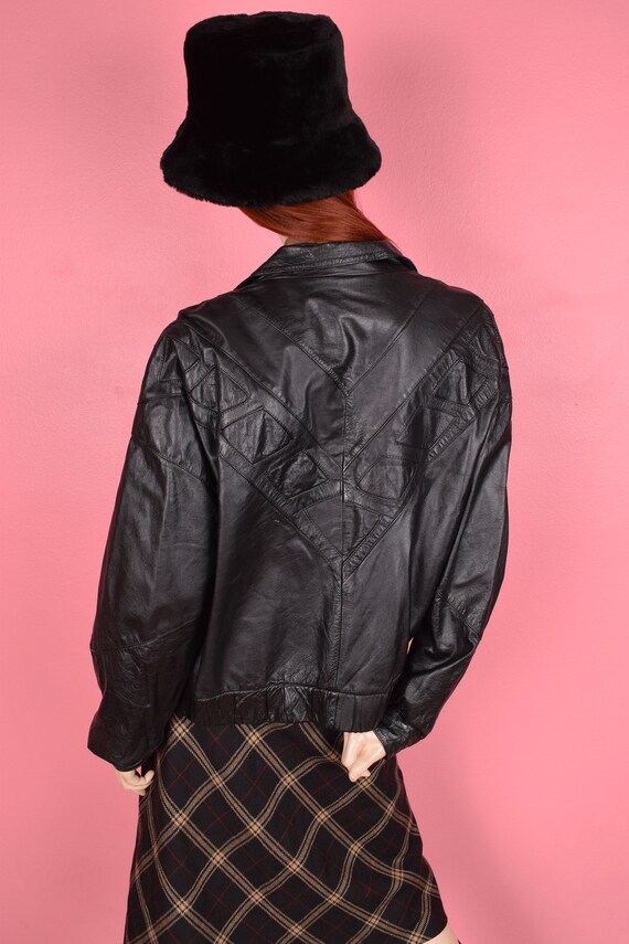 80s Black Leather Jacket/ Medium/ 1980s - image 3