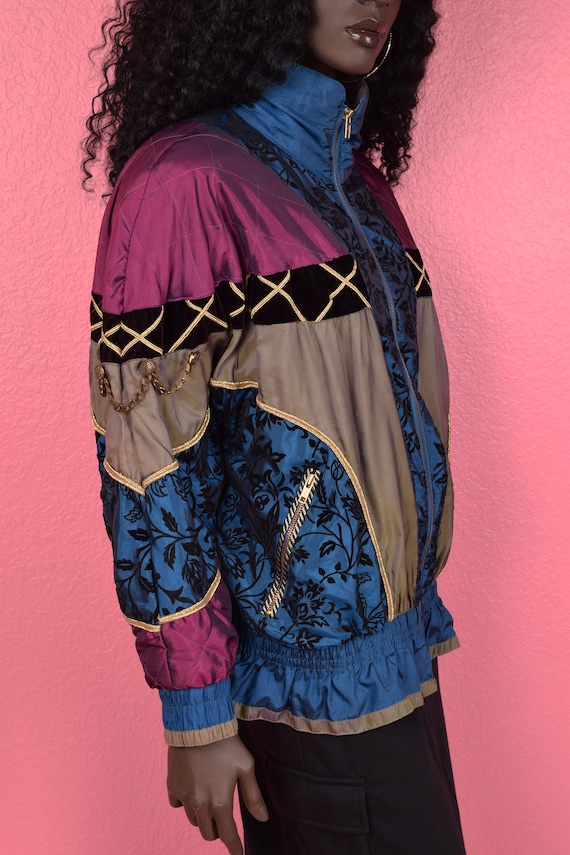 Vintage 80s Multi Pattern Patchwork Jacket/ Large… - image 2