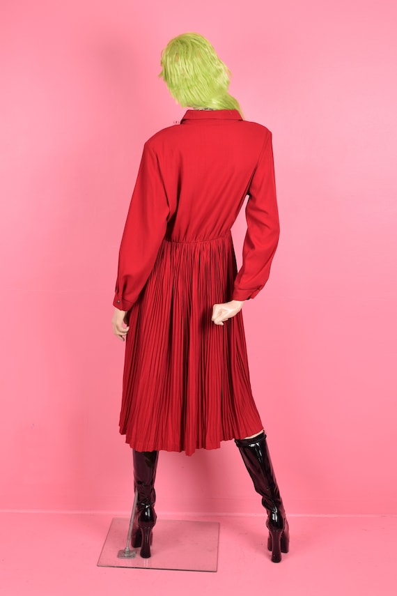 90s Red Long Sleeve Dress/ Large/ 1990s - image 2