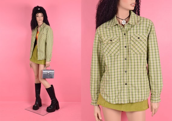 90s Green Plaid Jacket/ Medium/ 1990s - image 1